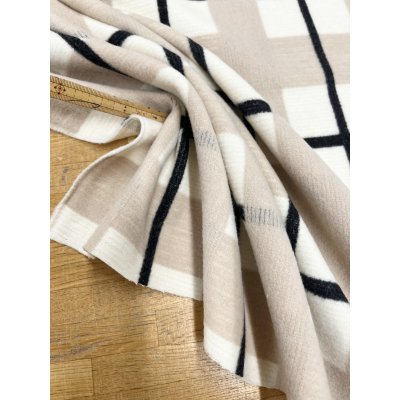 画像6: 生地：大柄チェック起毛ウール混ファブリック（白×黒×グレージュ）