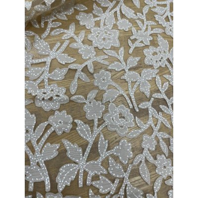 画像7: 生地：オーガンジー花柄刺繍レース（ベージュ）