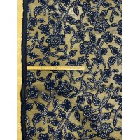 生地：オーガンジー花柄刺繍レース（ネイビー）