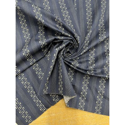 画像8: 生地：綿プリント ストライプドット（紺×ベージュ）