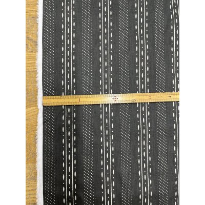 画像3: 生地：綿プリント ストライプドット（ブラック×ベージュ）