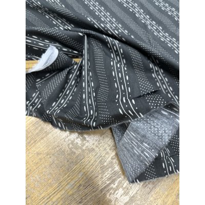 画像5: 生地：綿プリント ストライプドット（ブラック×ベージュ）