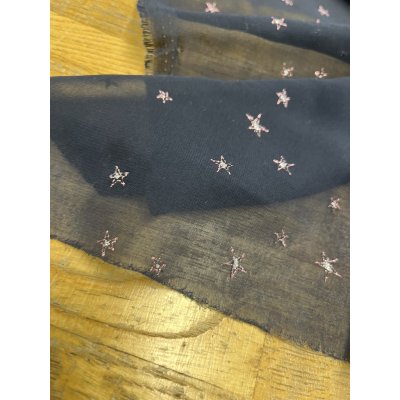 画像7: 生地：星刺繍 シフォン（ネイビー／ピンク）