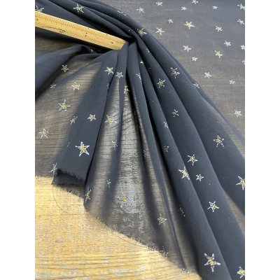 画像7: 生地：星刺繍 シフォン（ブラック／ゴールド）