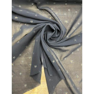 画像8: 生地：星刺繍 シフォン（ブラック／ゴールド）