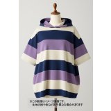 生地：綿天竺 3色太ボーダー（白×紺×ラベンダー）