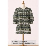 生地：ポリエステル 楊柳プリント（キナリ×グリーン・ブラック）