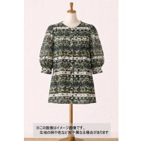 生地：ポリエステル 楊柳プリント（キナリ×グリーン・ブラック）