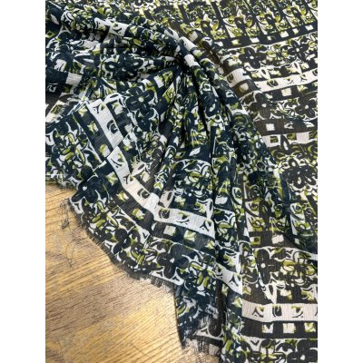 画像6: 生地：ポリエステル 楊柳プリント（キナリ×グリーン・ブラック）