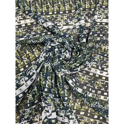 画像8: 生地：ポリエステル 楊柳プリント（キナリ×グリーン・ブラック）