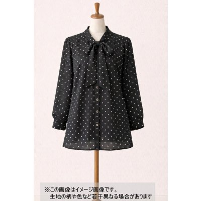 画像1: 生地：ポリエステル ジョーゼット スノーカット（黒／白ドット）