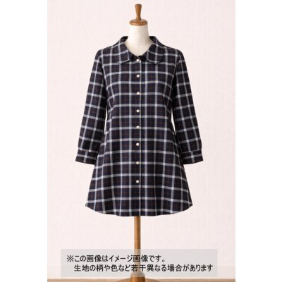 画像1: 生地：綿100％ チェック柄（紺／茶／白）