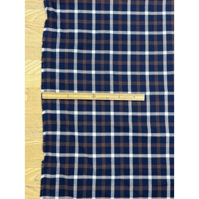画像2: 生地：綿100％ チェック柄（紺／茶／白）