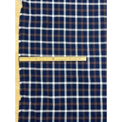 画像3: 生地：綿100％ チェック柄（紺／茶／白）
