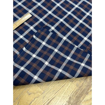 画像5: 生地：綿100％ チェック柄（紺／茶／白）