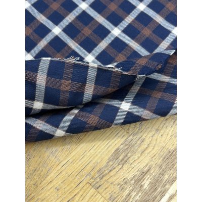 画像6: 生地：綿100％ チェック柄（紺／茶／白）