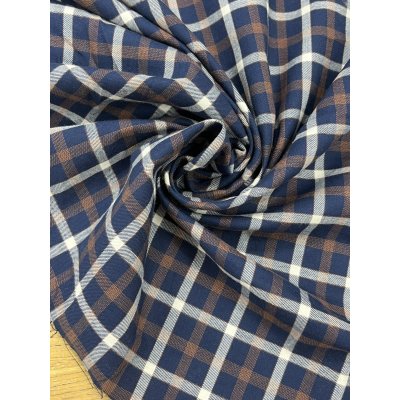 画像8: 生地：綿100％ チェック柄（紺／茶／白）