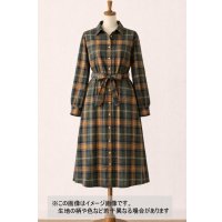 生地：綿100％ チェック柄（カーキ／オレンジ）