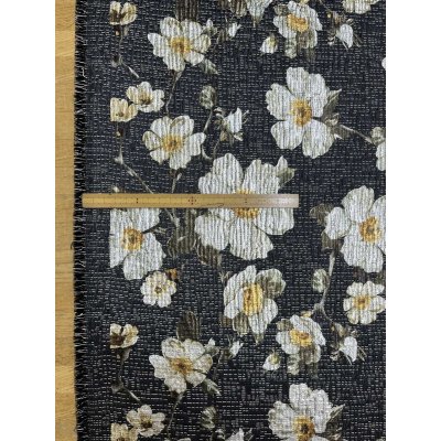 画像2: 生地：ポリエステル100％ フローラルジャカード（ブラック／ゴールド）