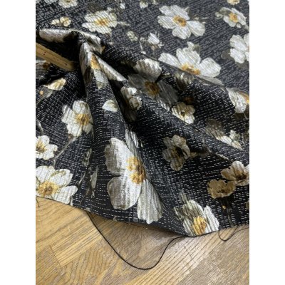 画像5: 生地：ポリエステル100％ フローラルジャカード（ブラック／ゴールド）