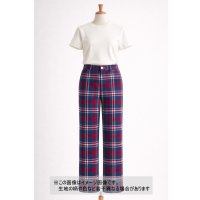 生地：綿100％ チェック柄（赤／ブルーライン）