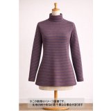 生地：ポリエステル100％ ボーダー2WAYストレッチニット（茶／青）