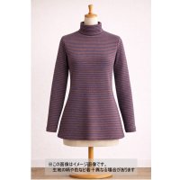 生地：ポリエステル100％ ボーダー2WAYストレッチニット（茶／青）