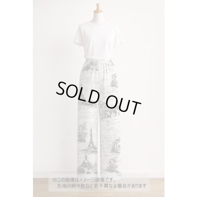 画像1: 生地：ポリエステル100％ パリ風景柄プリント（白×黒）
