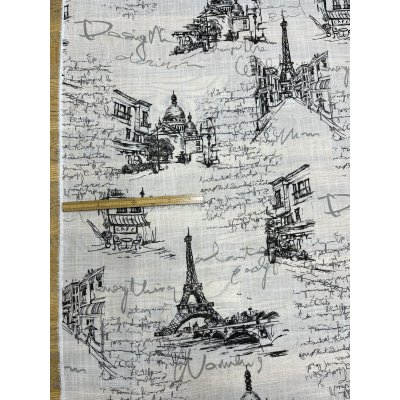 画像2: 生地：ポリエステル100％ パリ風景柄プリント（白×黒）