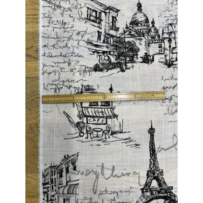 画像3: 生地：ポリエステル100％ パリ風景柄プリント（白×黒）