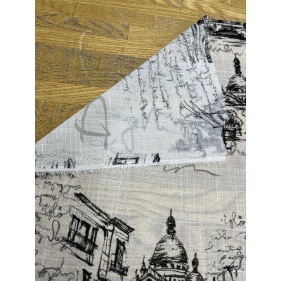 画像4: 生地：ポリエステル100％ パリ風景柄プリント（白×黒）