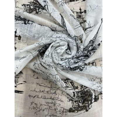 画像6: 生地：ポリエステル100％ パリ風景柄プリント（白×黒）