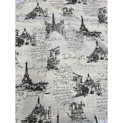 画像7: 生地：ポリエステル100％ パリ風景柄プリント（白×黒）