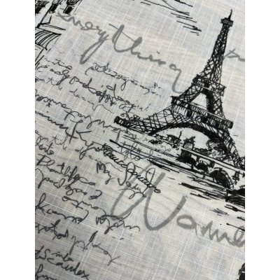 画像8: 生地：ポリエステル100％ パリ風景柄プリント（白×黒）