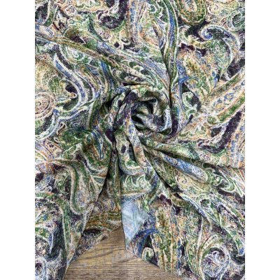 画像6: 生地：ポリエステル100％ ペイズリー柄プリント（グリーン系）