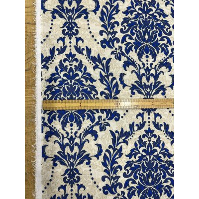 画像3: 生地：ポリエステル100％ ダマスク柄プリント（ベージュ×ブルー）