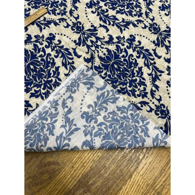 画像5: 生地：ポリエステル100％ ダマスク柄プリント（ベージュ×ブルー）