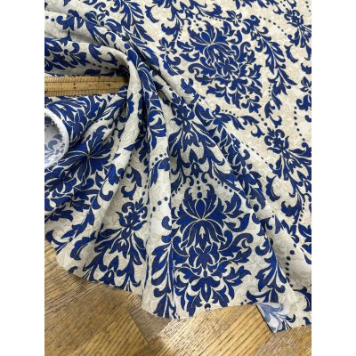 画像6: 生地：ポリエステル100％ ダマスク柄プリント（ベージュ×ブルー）