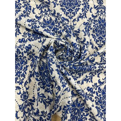 画像7: 生地：ポリエステル100％ ダマスク柄プリント（ベージュ×ブルー）