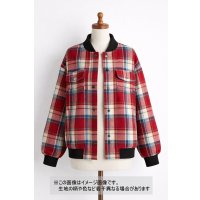 生地：綿100%ヘビーツイルチェック柄（レッド×ブルー）