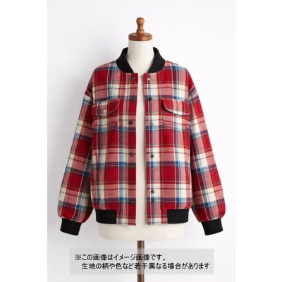 画像1: 生地：綿100%ヘビーツイルチェック柄（レッド×ブルー）
