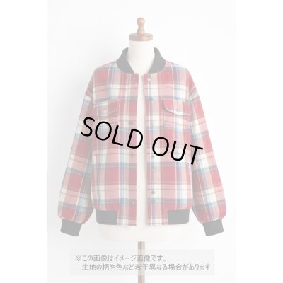 画像1: 生地：綿100%ヘビーツイルチェック柄（レッド×ブルー）