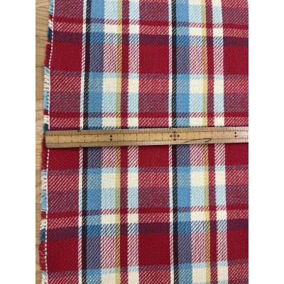 画像3: 生地：綿100%ヘビーツイルチェック柄（レッド×ブルー）