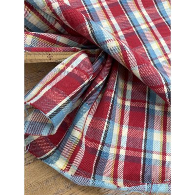 画像6: 生地：綿100%ヘビーツイルチェック柄（レッド×ブルー）