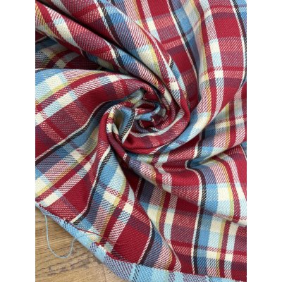画像7: 生地：綿100%ヘビーツイルチェック柄（レッド×ブルー）