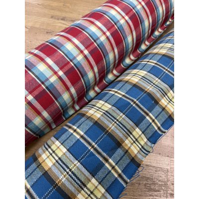 画像9: 生地：綿100%ヘビーツイルチェック柄（レッド×ブルー）
