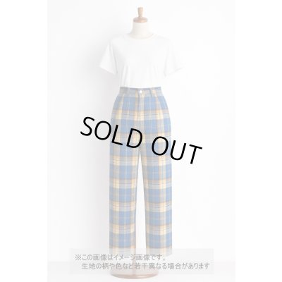 画像1: 生地：綿100%ヘビーツイルチェック柄（ブルー×イエロー）