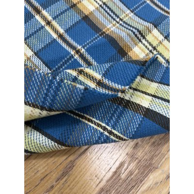 画像5: 生地：綿100%ヘビーツイルチェック柄（ブルー×イエロー）