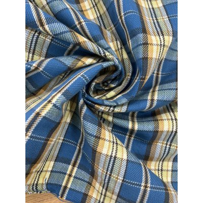 画像7: 生地：綿100%ヘビーツイルチェック柄（ブルー×イエロー）
