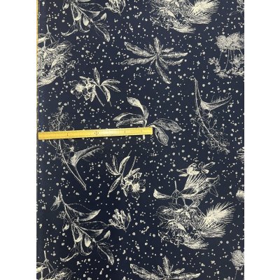 画像2: 生地：ニュービーナス糸ポリエステルデシン花柄（紺／白）